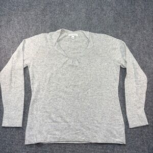 Banana Republic Womens Gray Cashmere Blend Scoop Neck Pleated Sweater Large L